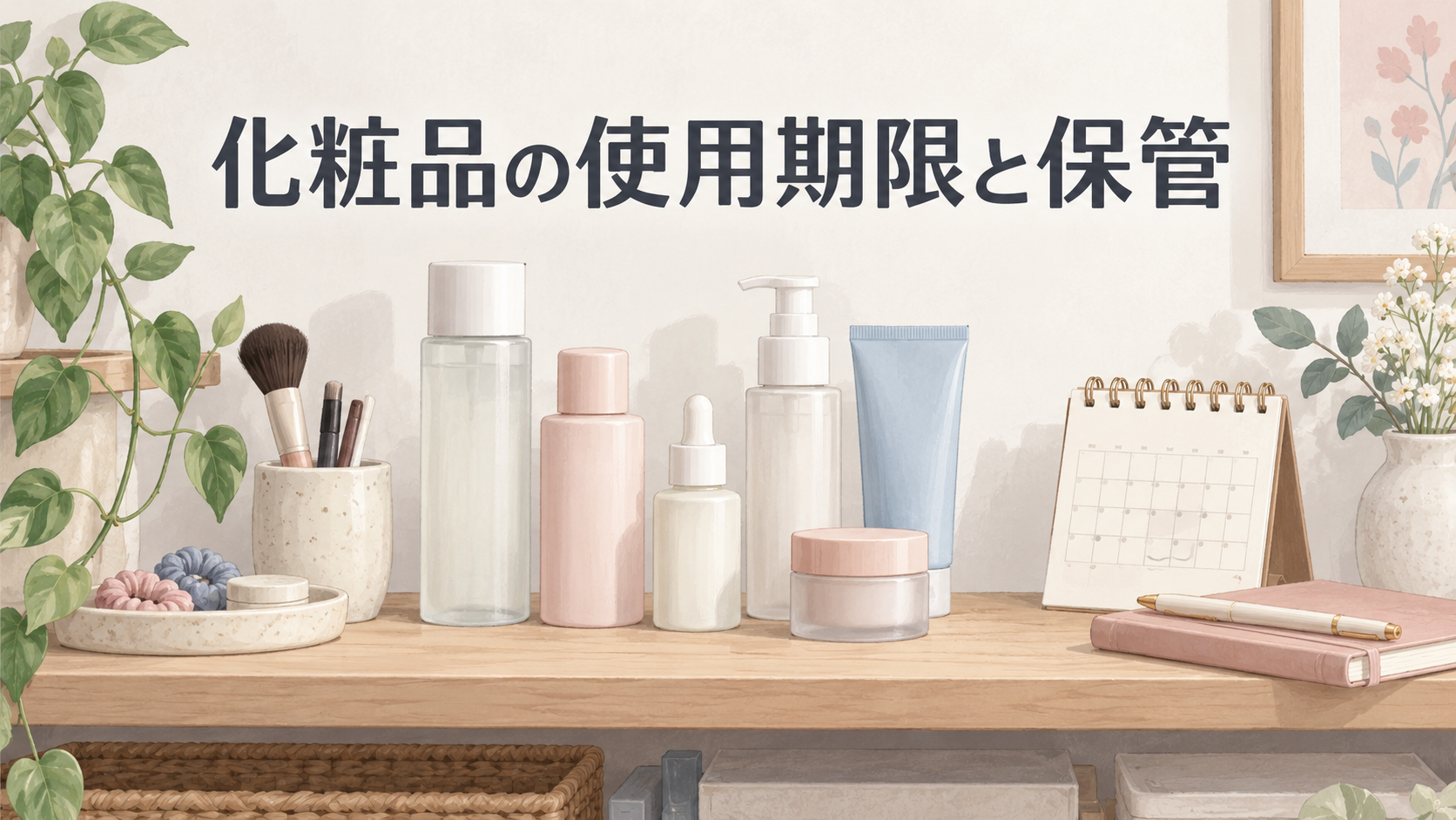 化粧品の使用期限と保管を紹介するタイトル入りイメージ