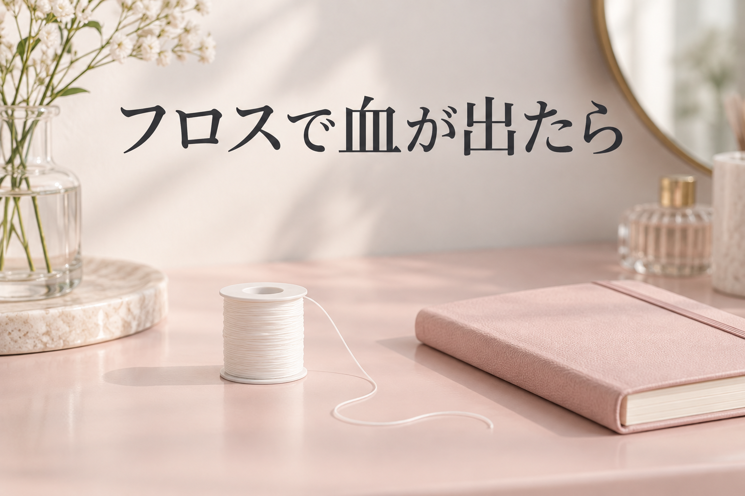 フロスで血が出たときの対応を解説するタイトル入りイメージ