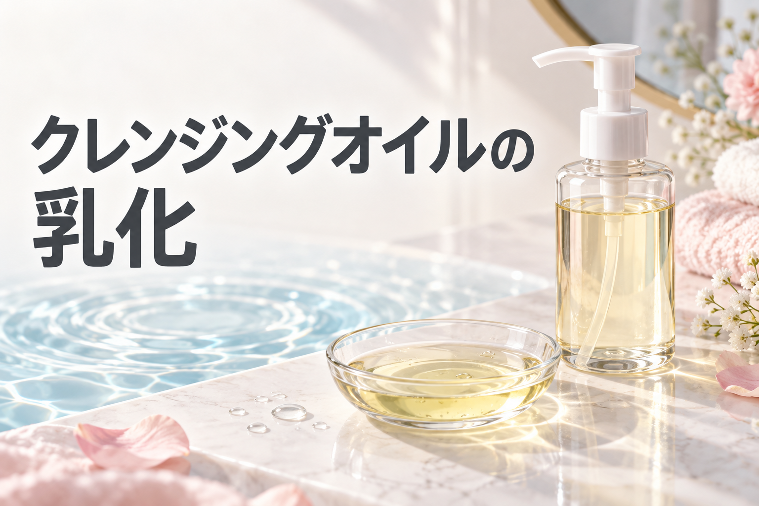 クレンジングオイルの乳化方法を解説する記事のアイキャッチ