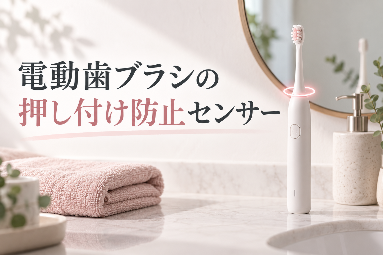 電動歯ブラシの押し付け防止センサーというタイトル入りのイメージ