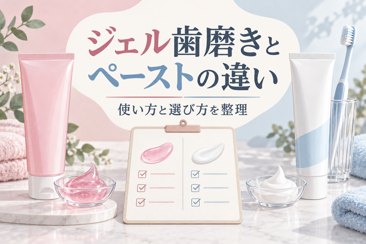 ジェル歯磨きとペースト歯磨きの違いを示すタイトル画像