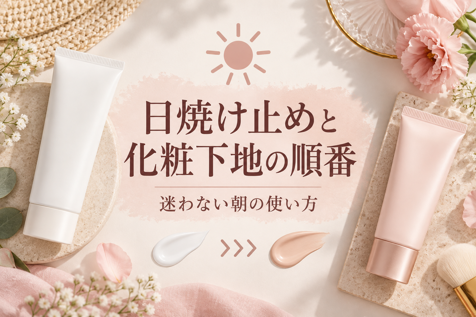 日焼け止めと化粧下地の順番を示すタイトル画像